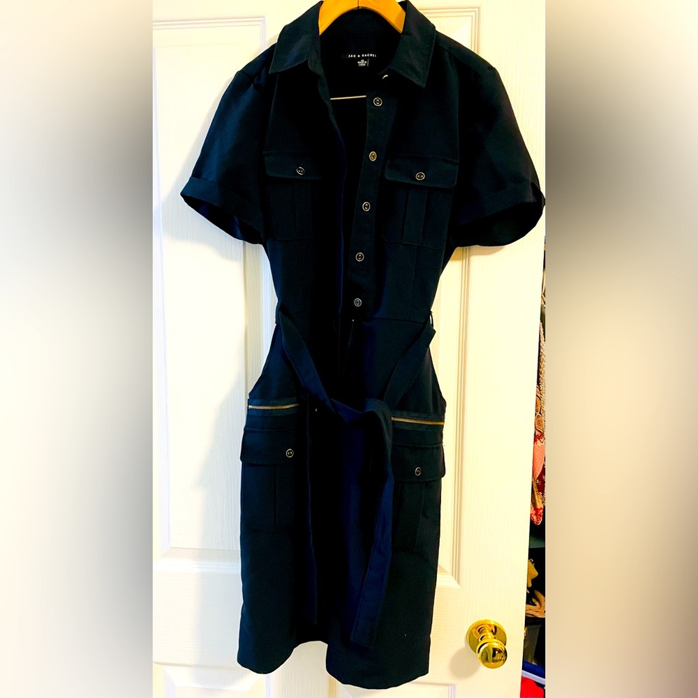 Brand new, navy shirt dress with gold buttons.